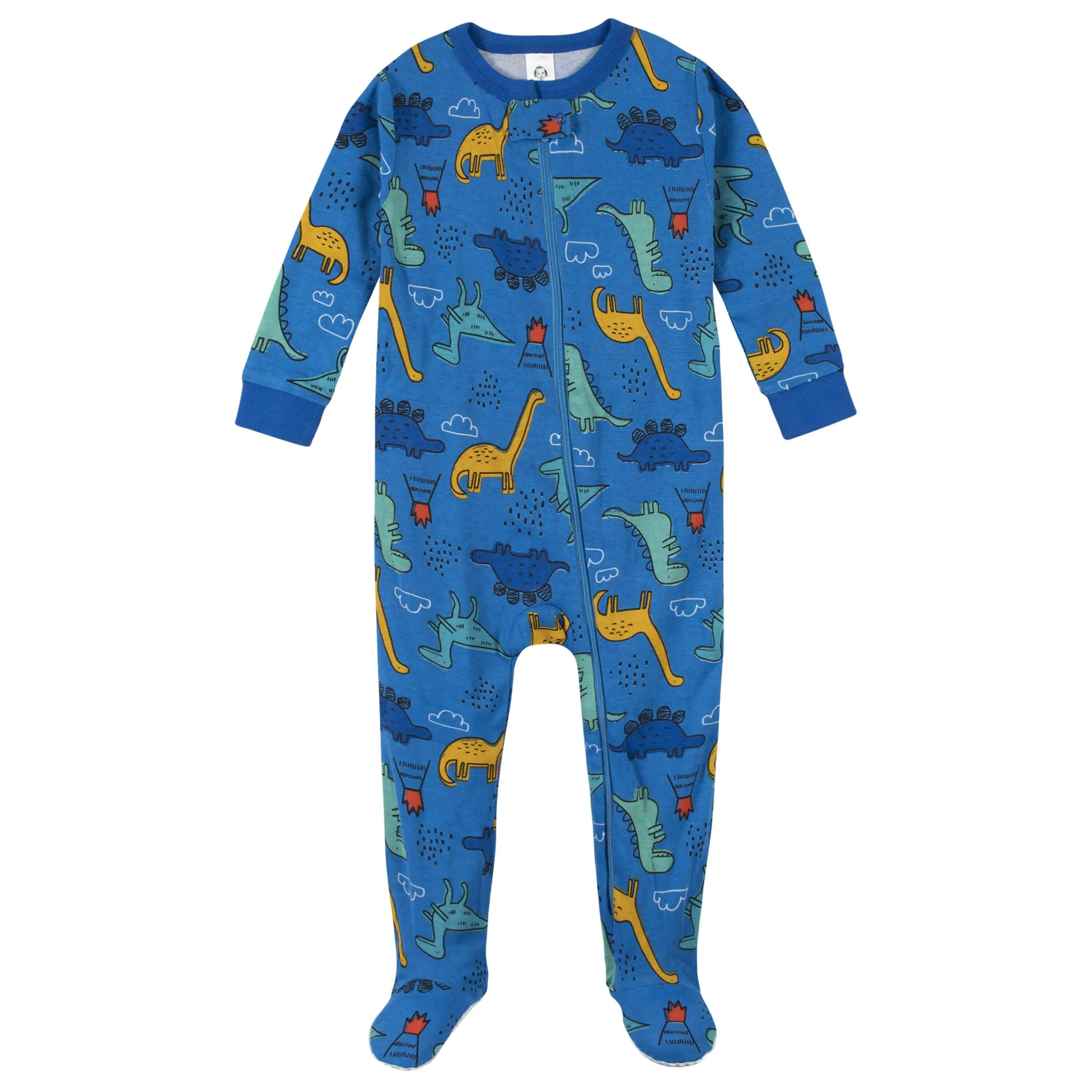 4-Pack Boys Dinosaurs & Sea Snug Fit Footed Cotton Pajamas