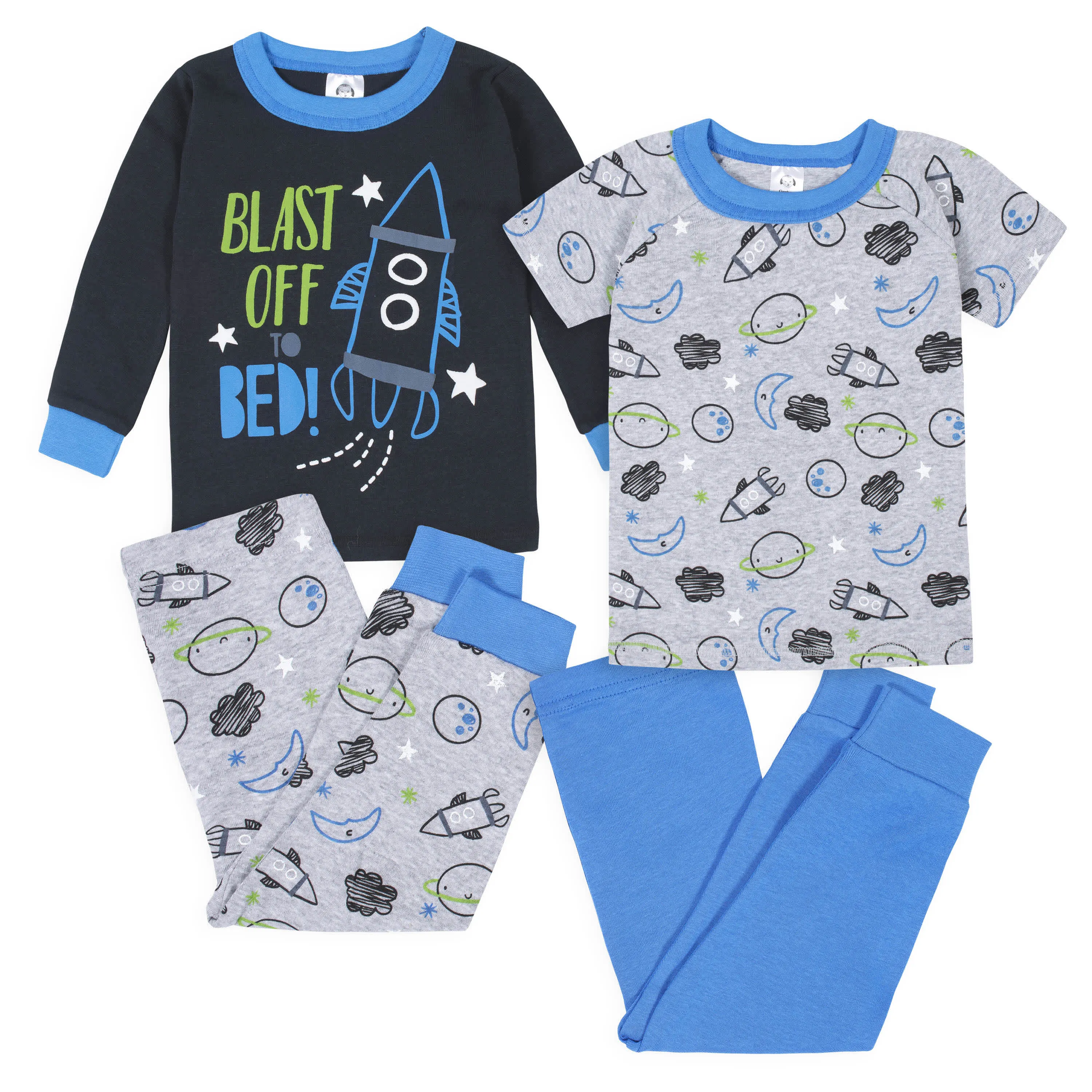 4-Piece Infant & Toddler Boys Space Snug Fit Cotton Pajamas