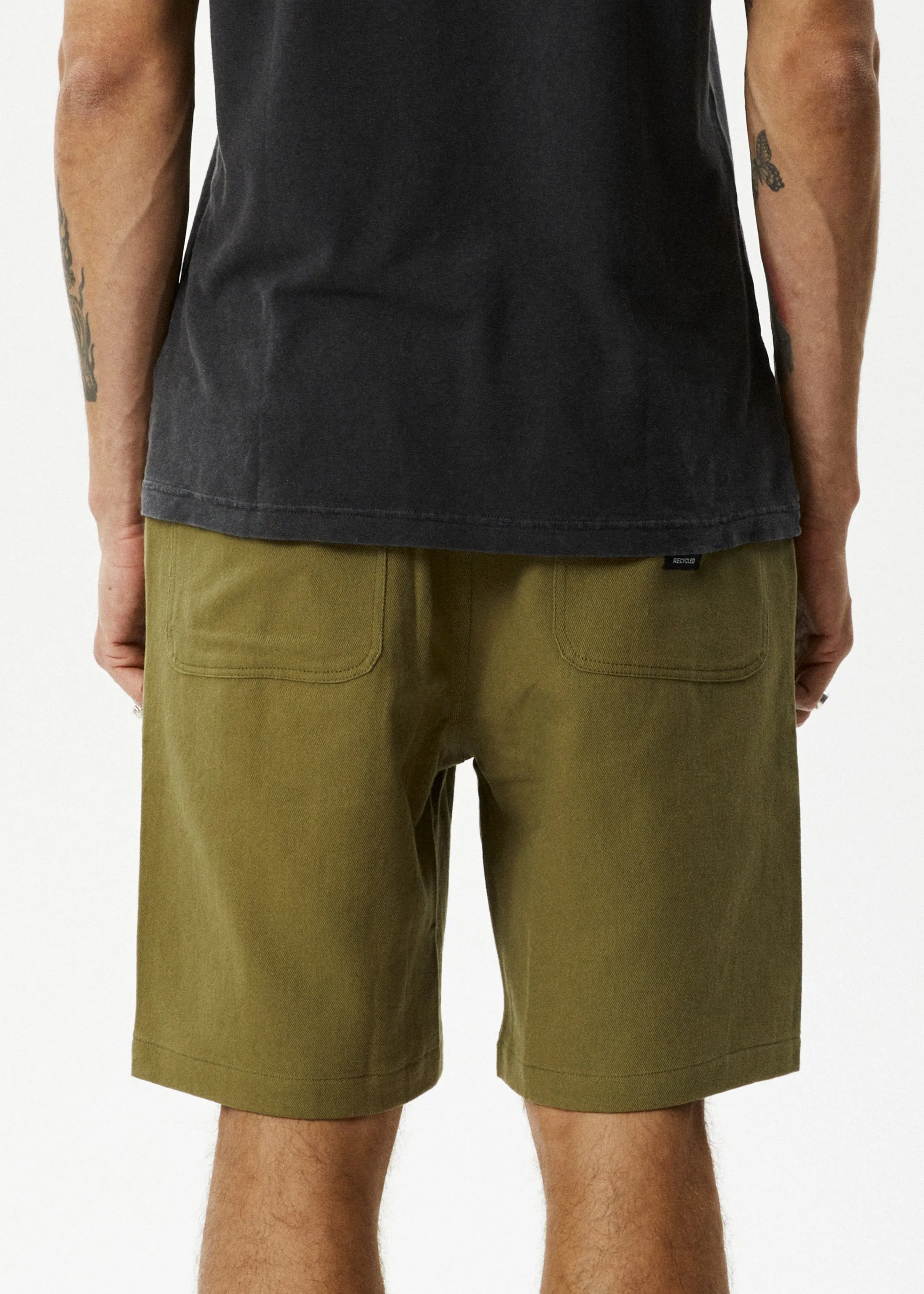 AFENDS Mens Ninety Twos - Fixed Waist Shorts 19" - Military