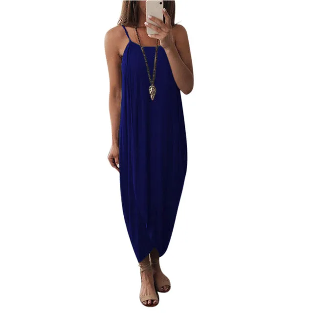 Airy Asymmetrical Sleeveless Maxi Dress