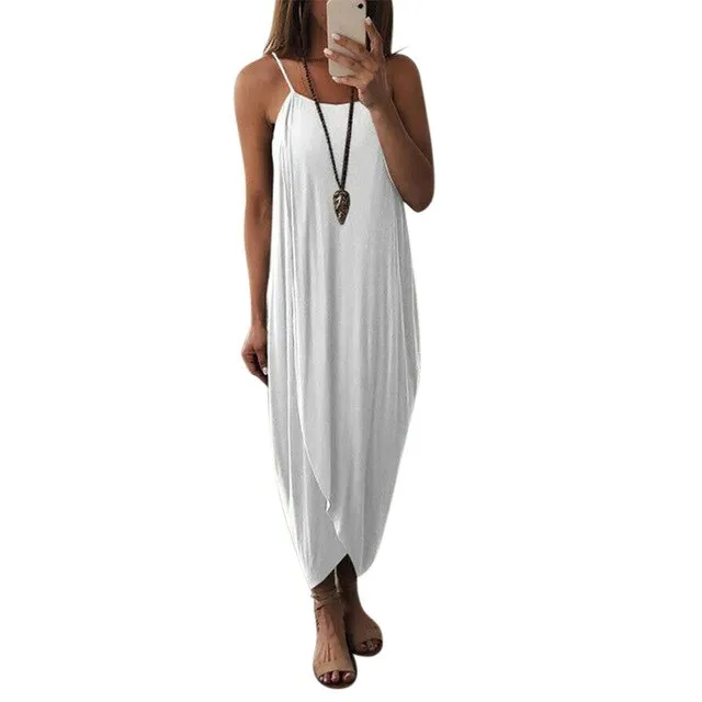 Airy Asymmetrical Sleeveless Maxi Dress