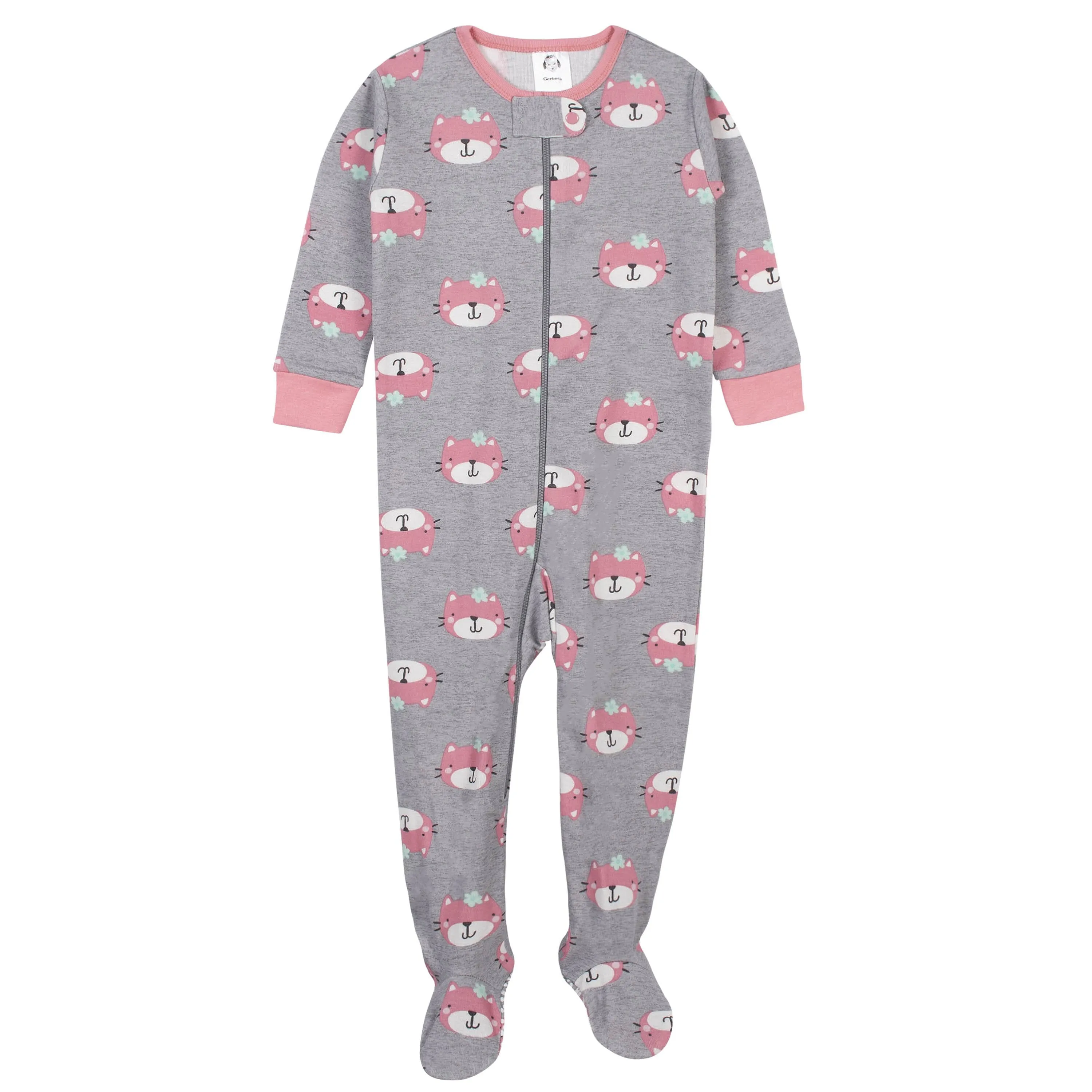 Baby Girls' 2-Pack Organic Cat Snug Fit Footed Pajamas