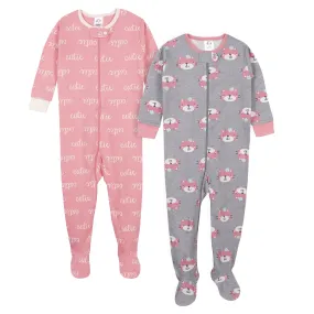 Baby Girls' 2-Pack Organic Cat Snug Fit Footed Pajamas