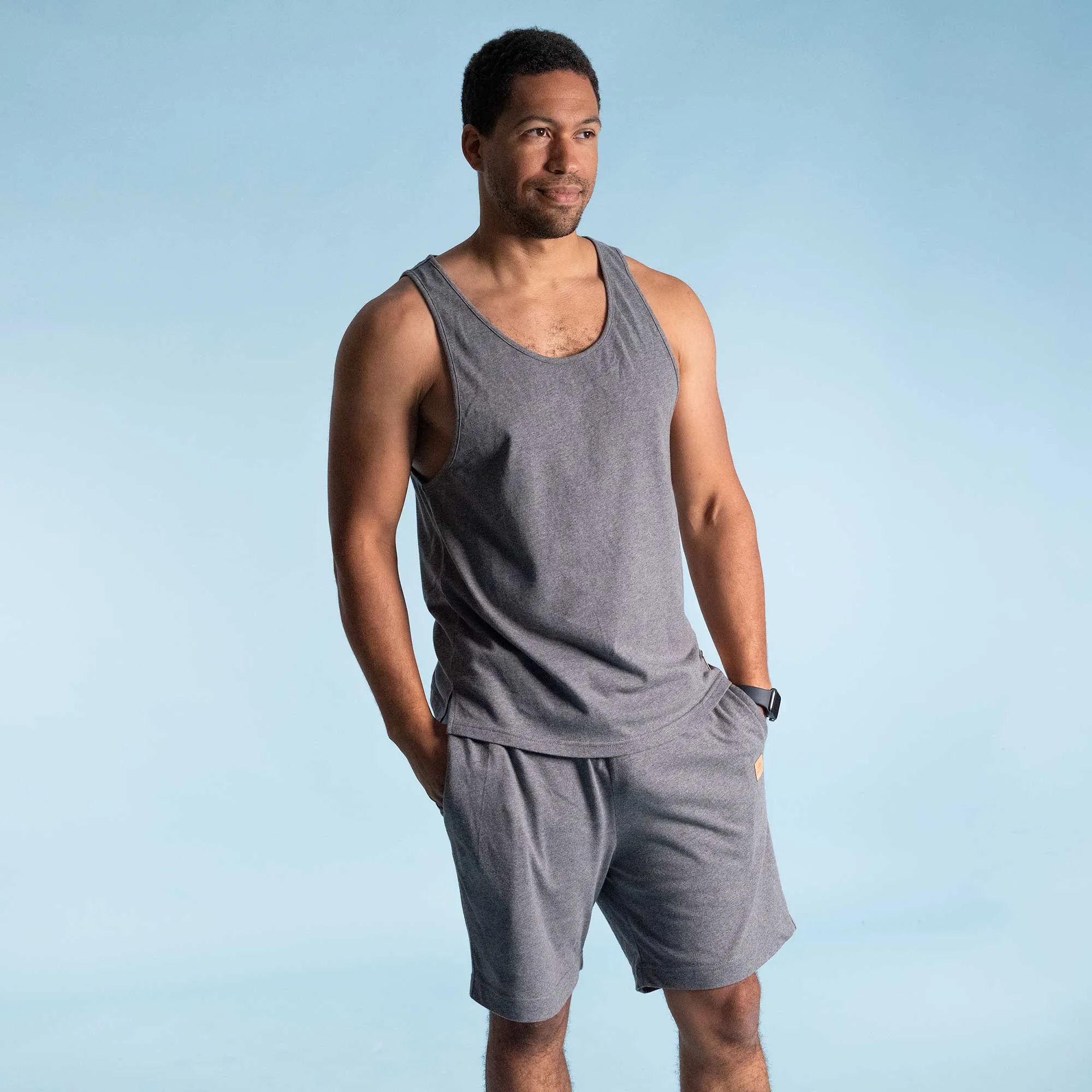 BRAD 100% Organic Prima Cotton Muscle Tank Top (Deep cut) (OC Thread Option, 100% Biodegradable)