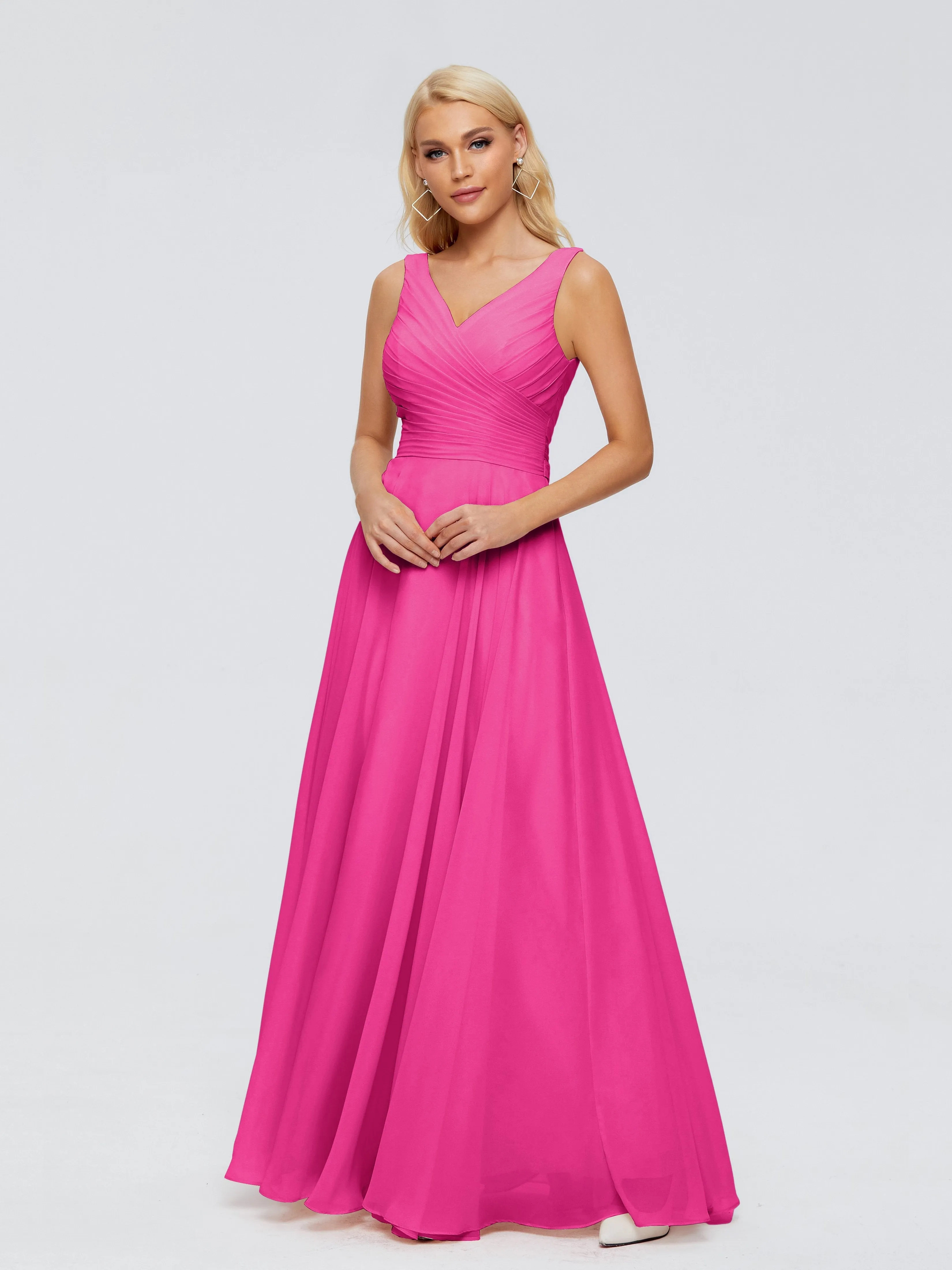 Bridesmaid Dress Fuchsia Ryleigh Flowy Chiffon Bridesmaid Dresses With Bow