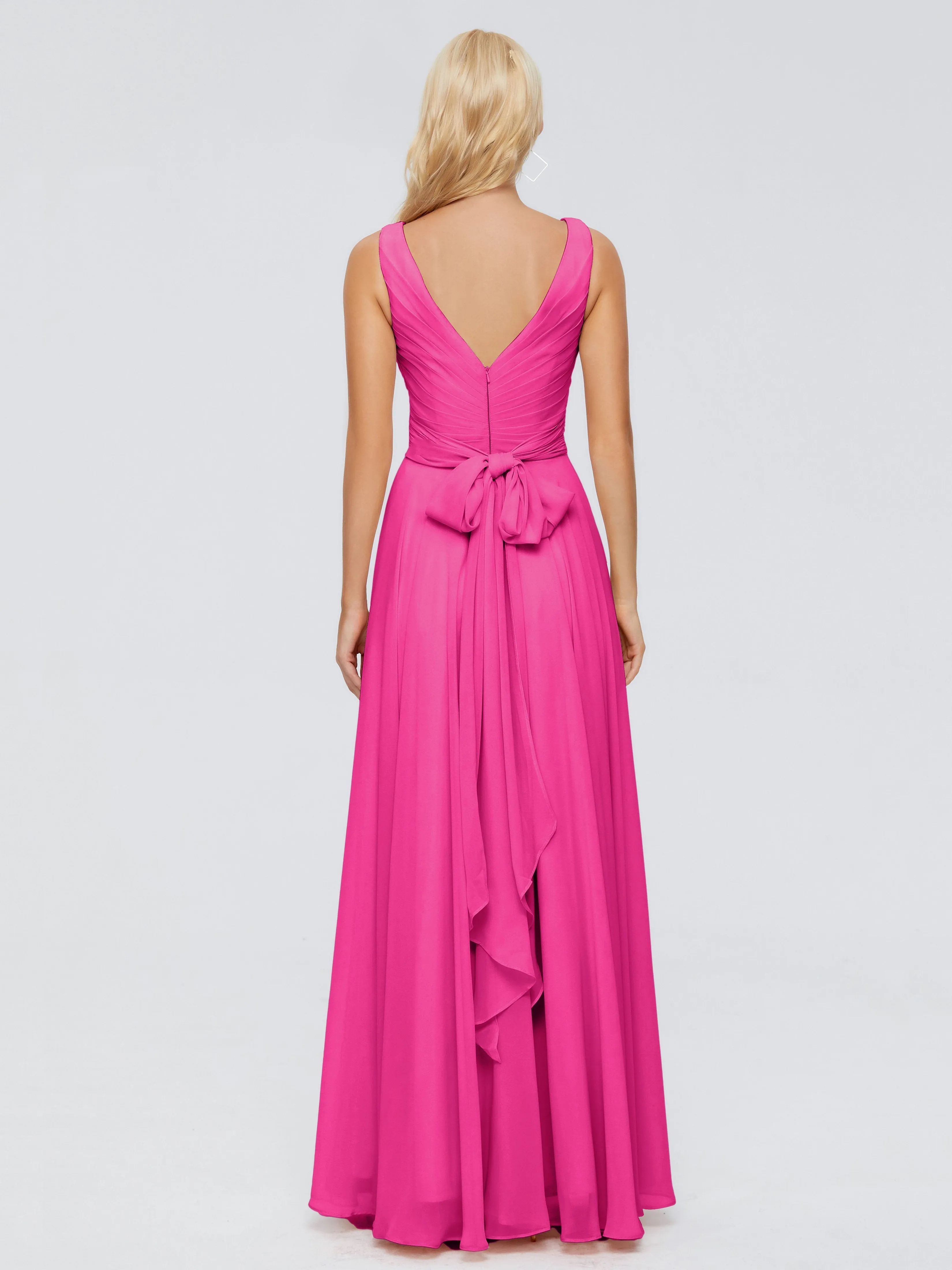 Bridesmaid Dress Fuchsia Ryleigh Flowy Chiffon Bridesmaid Dresses With Bow