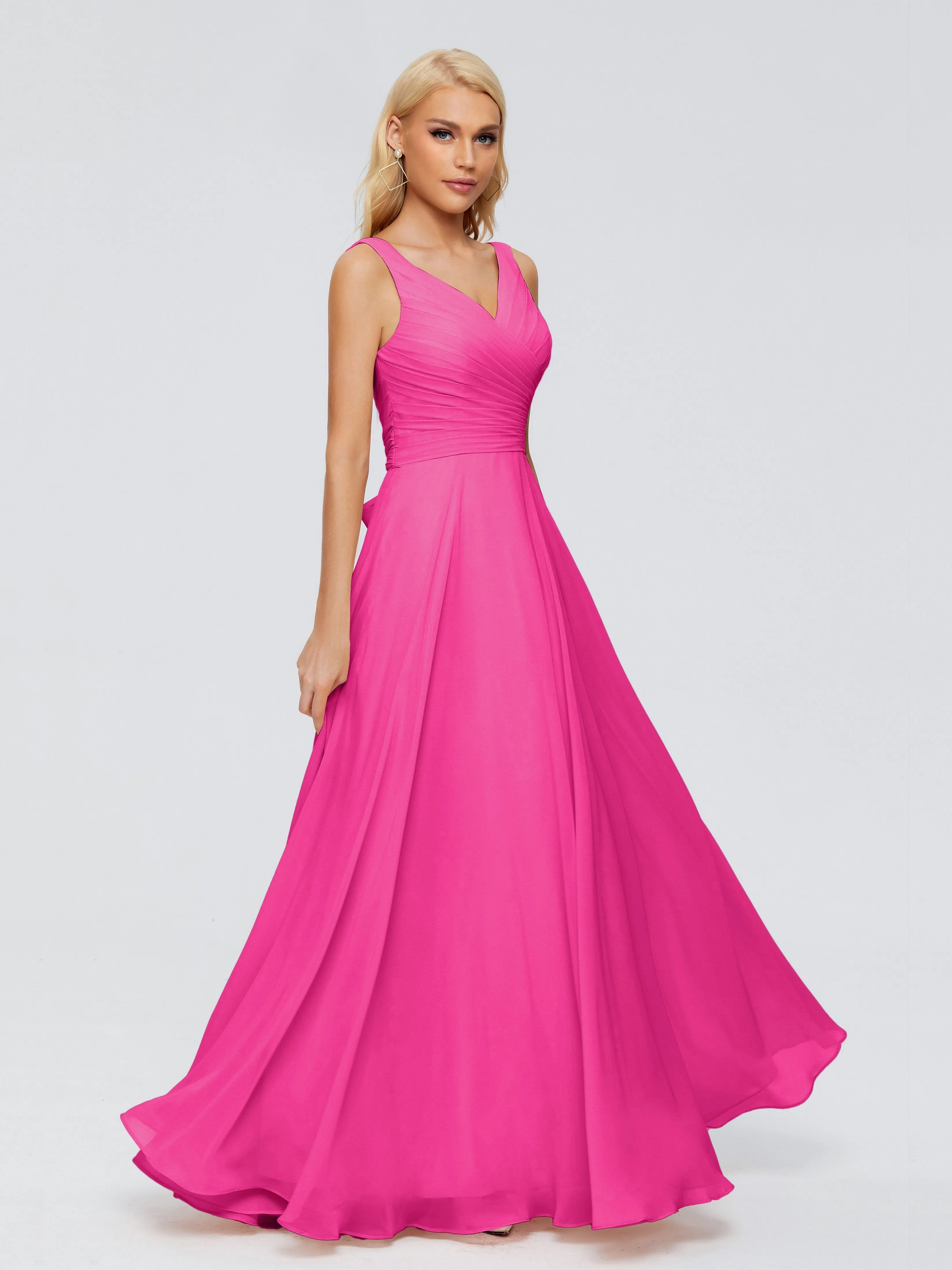 Bridesmaid Dress Fuchsia Ryleigh Flowy Chiffon Bridesmaid Dresses With Bow