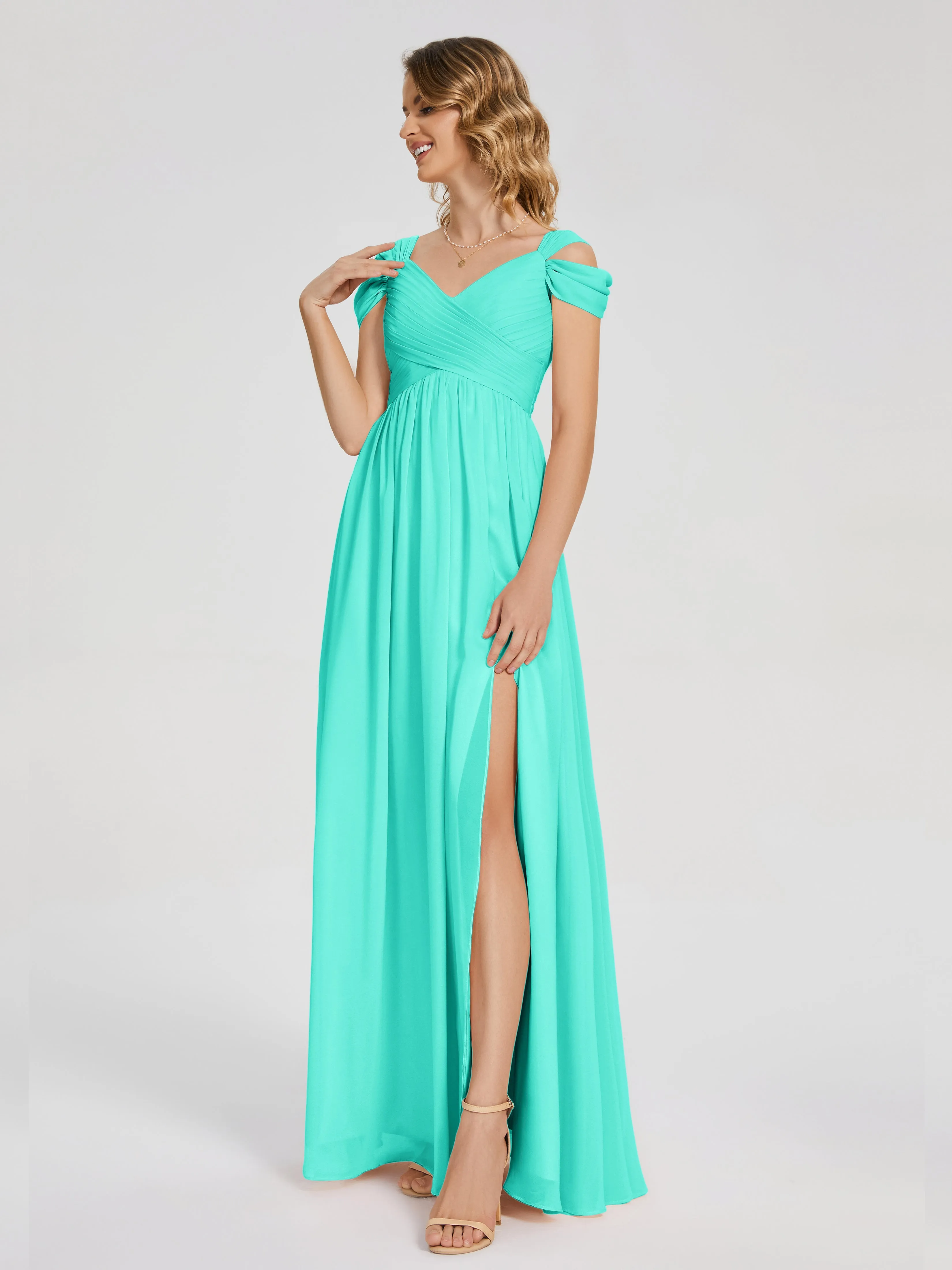 Bridesmaid Dress Spa Charlee Flowy Split Chiffon Bridesmaid Dresses