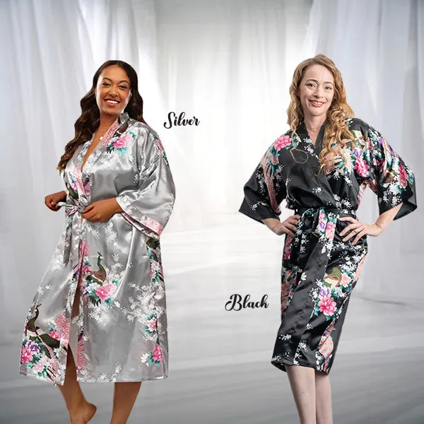 Bridesmaid Robe Set of 12, Floral, Womens Sizes 2-18, Mid Length