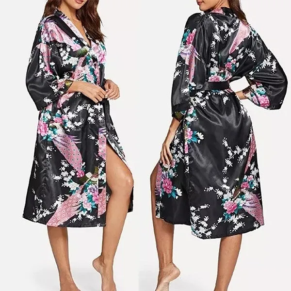 Bridesmaid Robe Set of 12, Floral, Womens Sizes 2-18, Mid Length