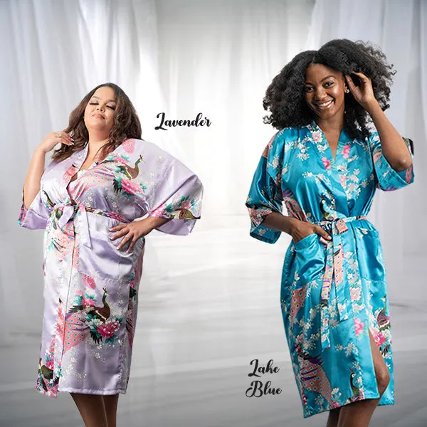 Bridesmaid Robe Set of 12, Floral, Womens Sizes 2-18, Mid Length