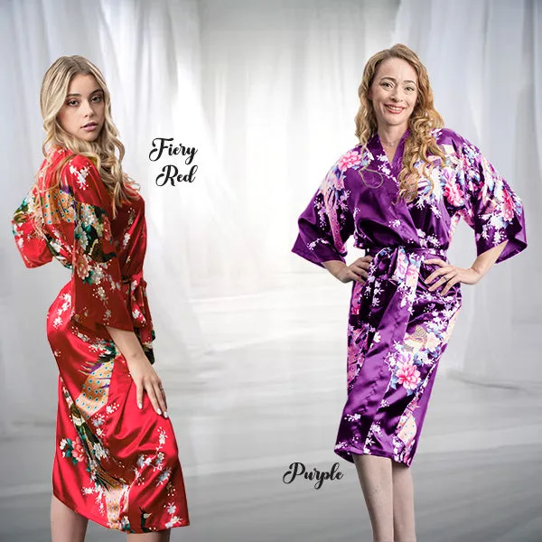 Bridesmaid Robe Set of 12, Floral, Womens Sizes 2-18, Mid Length