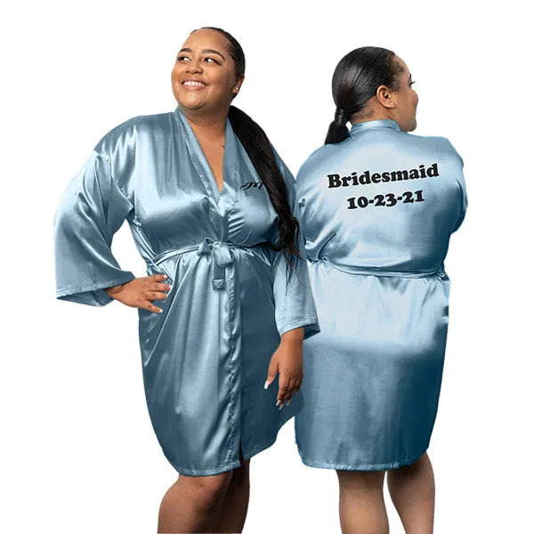 Bridesmaid Robe Set of 8, Personalized Robes in Front & Back, 26 Colors, 3T-6XL