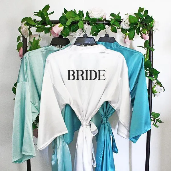 Bridesmaid Robe Set of 8, Personalized Robes in Front & Back, 26 Colors, 3T-6XL