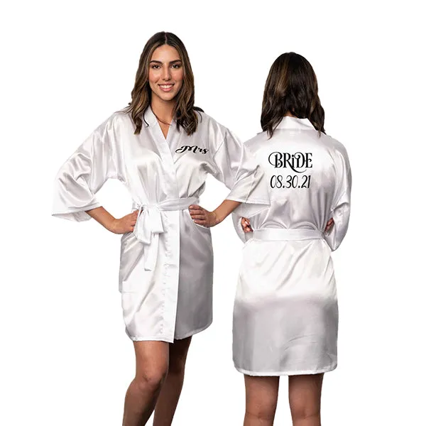 Bridesmaid Robe Set of 8, Personalized Robes in Front & Back, 26 Colors, 3T-6XL