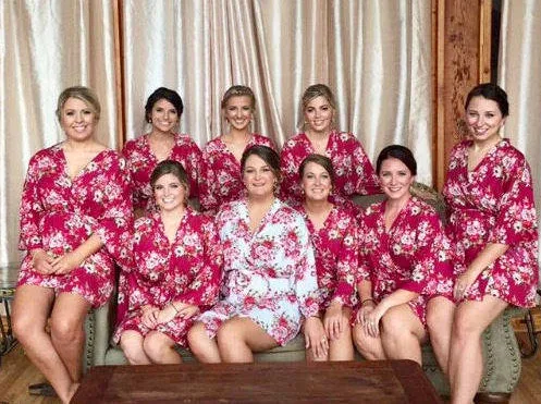 Bridesmaid Robes, Burgundy Robe, Wine Color Robe, Floral Robe, Kimono Floral Robe, Bridesmaid Gift, MULTI ORDER DISCOUNT*Please Message Us