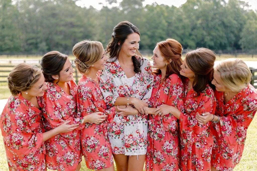 Bridesmaid Robes, Burgundy Robe, Wine Color Robe, Floral Robe, Kimono Floral Robe, Bridesmaid Gift, MULTI ORDER DISCOUNT*Please Message Us