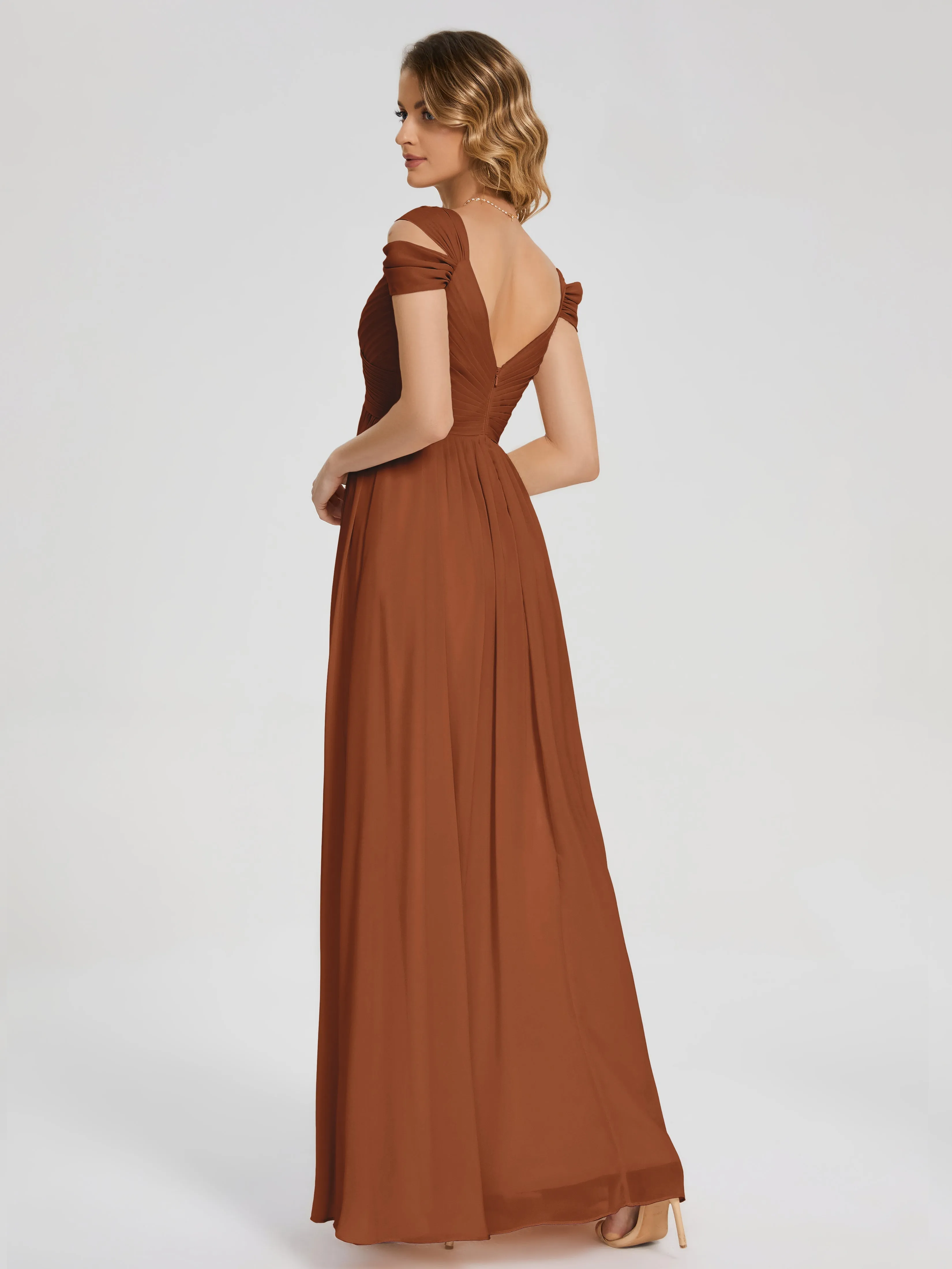 Bridesmaids Dresses Terracotta Charlee Flowy Split Chiffon Bridesmaid Dresses