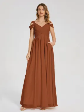 Bridesmaids Dresses Terracotta Charlee Flowy Split Chiffon Bridesmaid Dresses