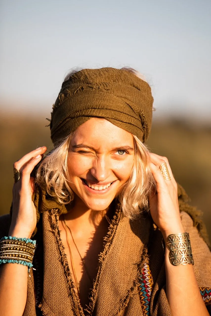 Brown Cardigan with Colorful Fringes