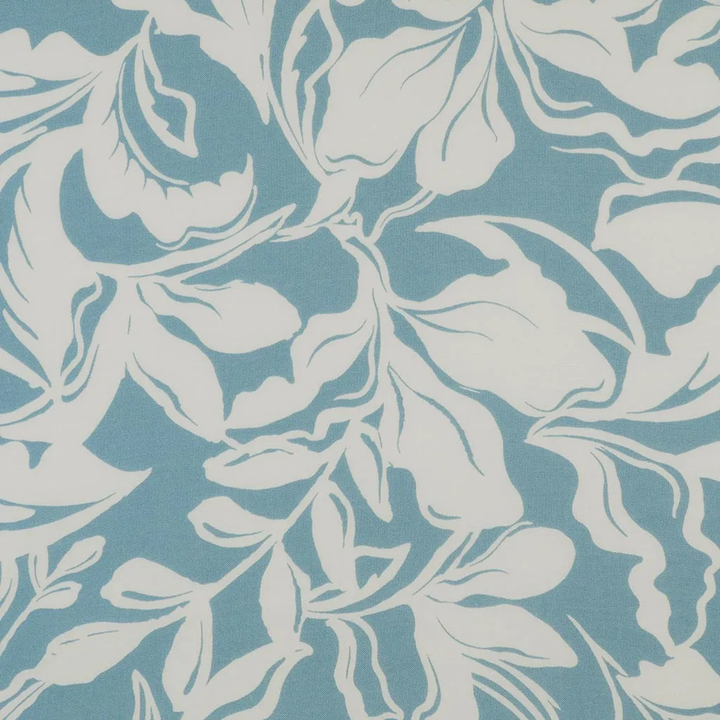 Capri - Stone Blue Foliage Viscose Woven Fabric Sample