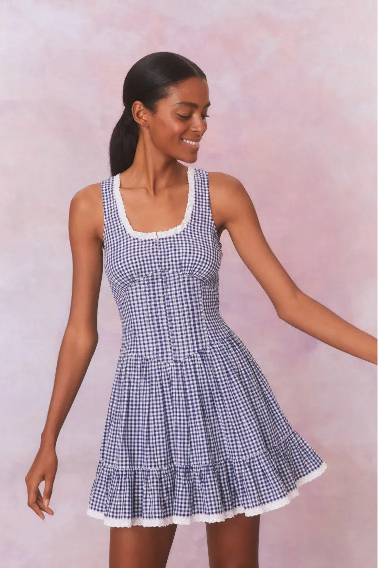 Ceronne Gingham Cotton Mini Dress