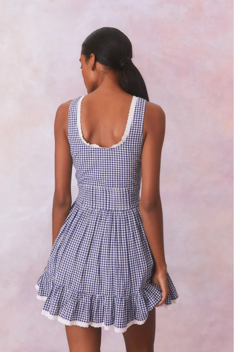 Ceronne Gingham Cotton Mini Dress