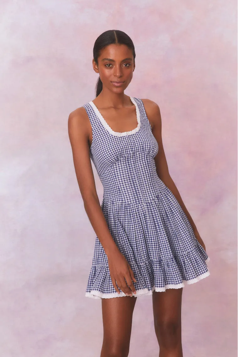 Ceronne Gingham Cotton Mini Dress