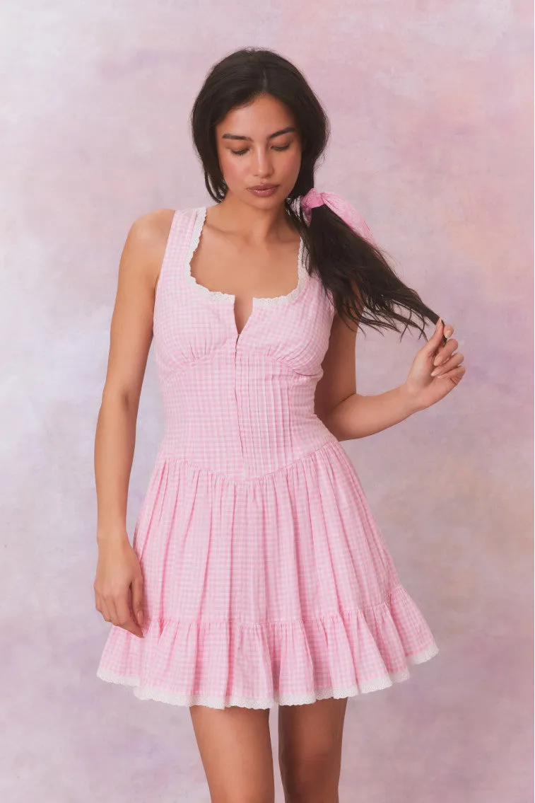 Ceronne Gingham Cotton Mini Dress