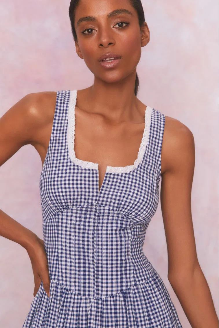 Ceronne Gingham Cotton Mini Dress