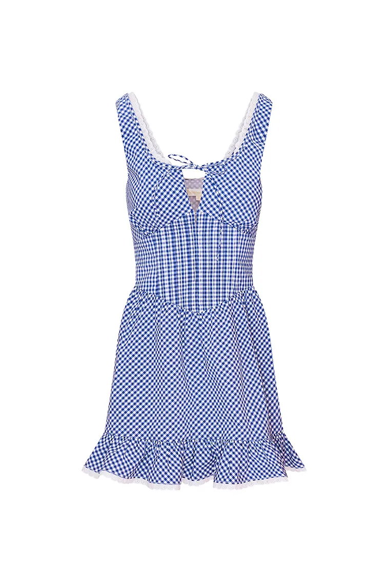 Ceronne Gingham Cotton Mini Dress