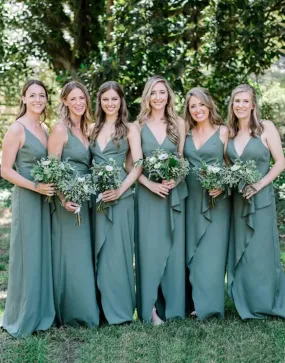 Chiffon Peacock Bridesmaid Dresses with Split