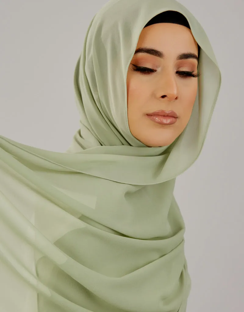 Chiffon Shawl - Shades of Light Green