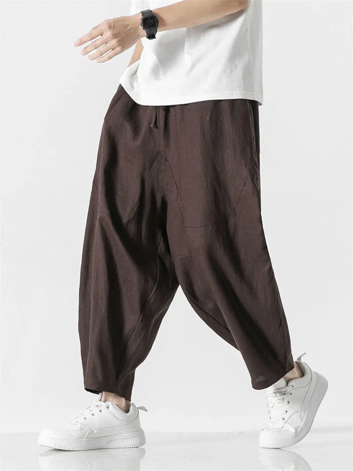 Comfy Cropped Loose Casual Linen Pants for Men