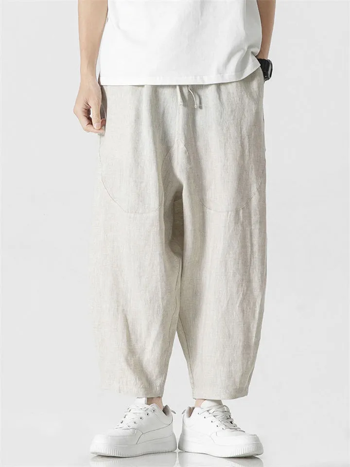 Comfy Cropped Loose Casual Linen Pants for Men