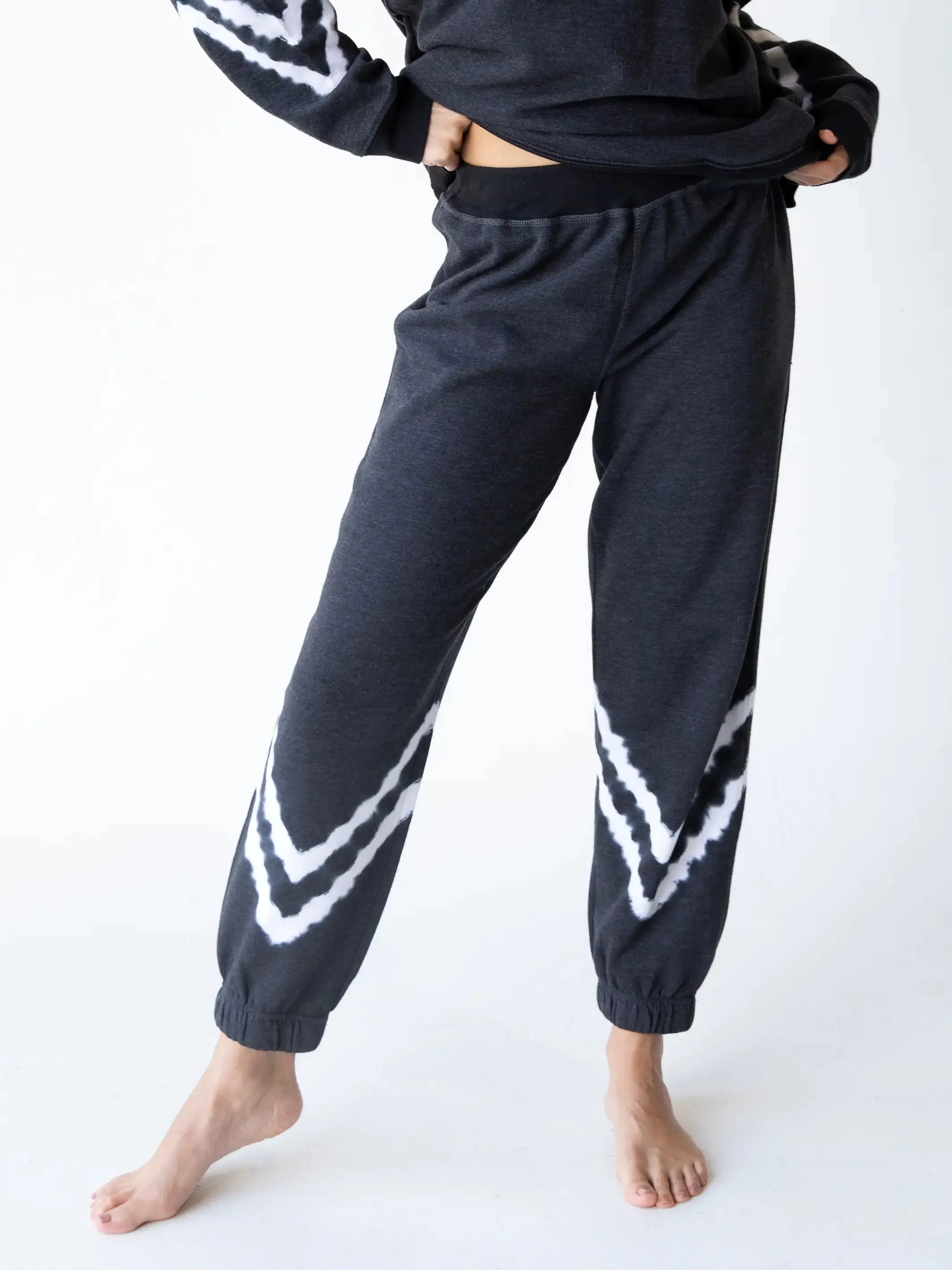 Comfy Jogger Pants - Charcoal Chevron