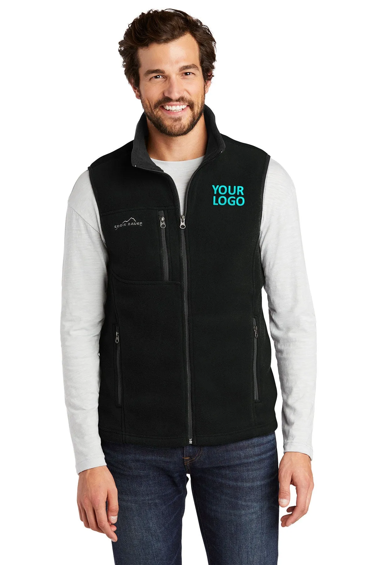 Eddie Bauer Branded Fleece Vests, Black