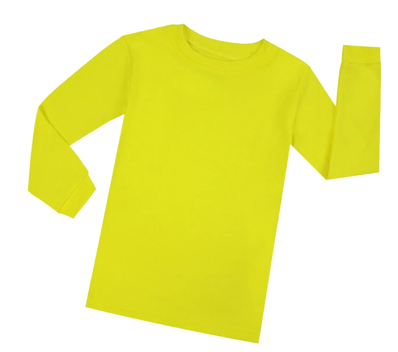 Elowel Boys Girls Yellow Solid 2 Piece Short Sleeve Pajama Set 100% Cotton (Size 12 Months -12 Years)