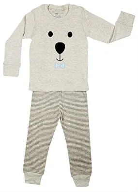 Elowel Boys Teddy Bear Face 2 Piece Pajama Set 100% Cotton (Size 6 Months to 8 Years)