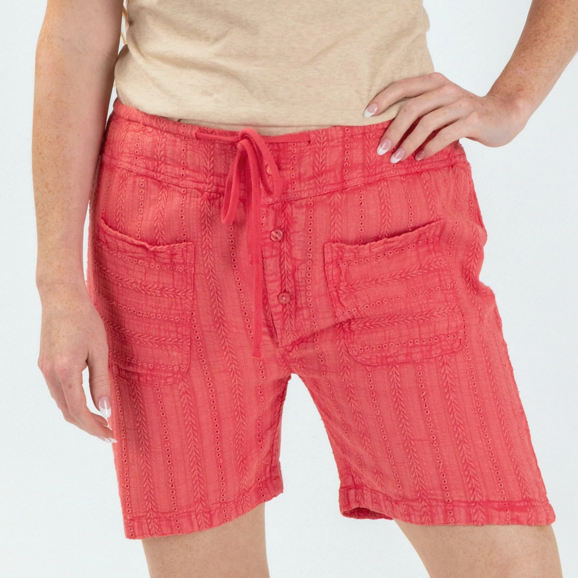 Eyelet Embroidered Relaxed Shorts