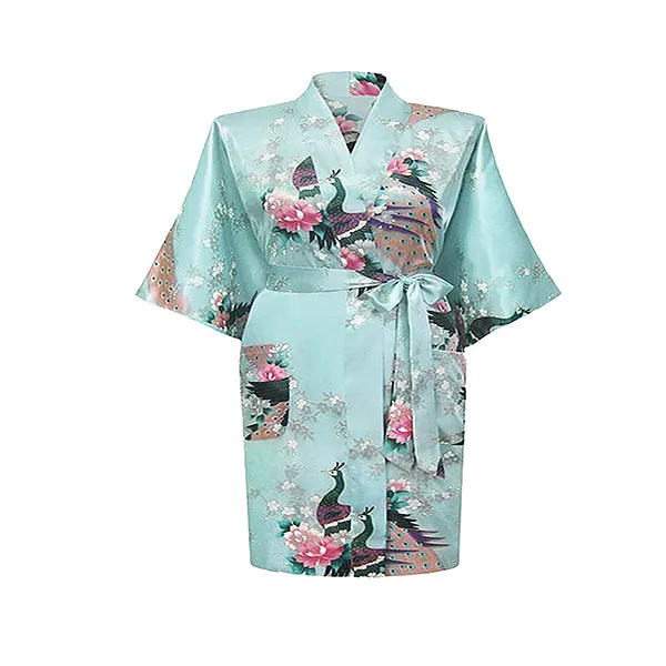 Floral Satin Womens Plus Size Robes, Sizes 20-38, Knee Length