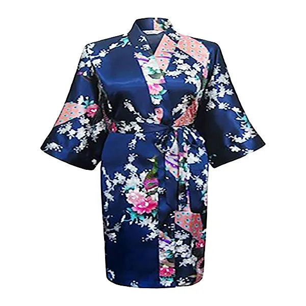 Floral Satin Womens Plus Size Robes, Sizes 20-38, Knee Length