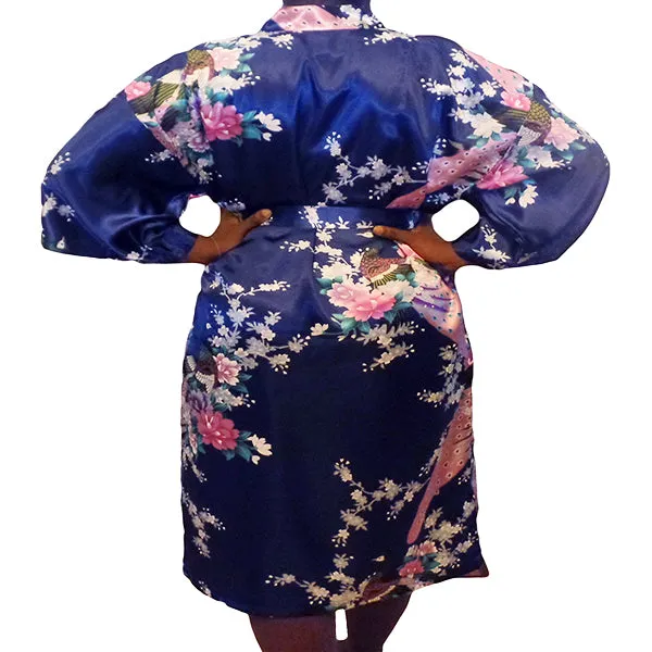 Floral Satin Womens Plus Size Robes, Sizes 20-38, Knee Length