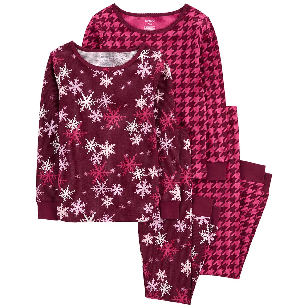 Girls' 4-Piece Pink Snowflake Pajamas 3P852210