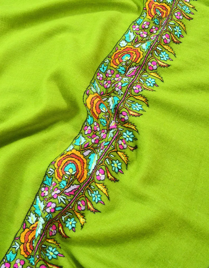 Green Embroidery Pashmina Shawl 7307