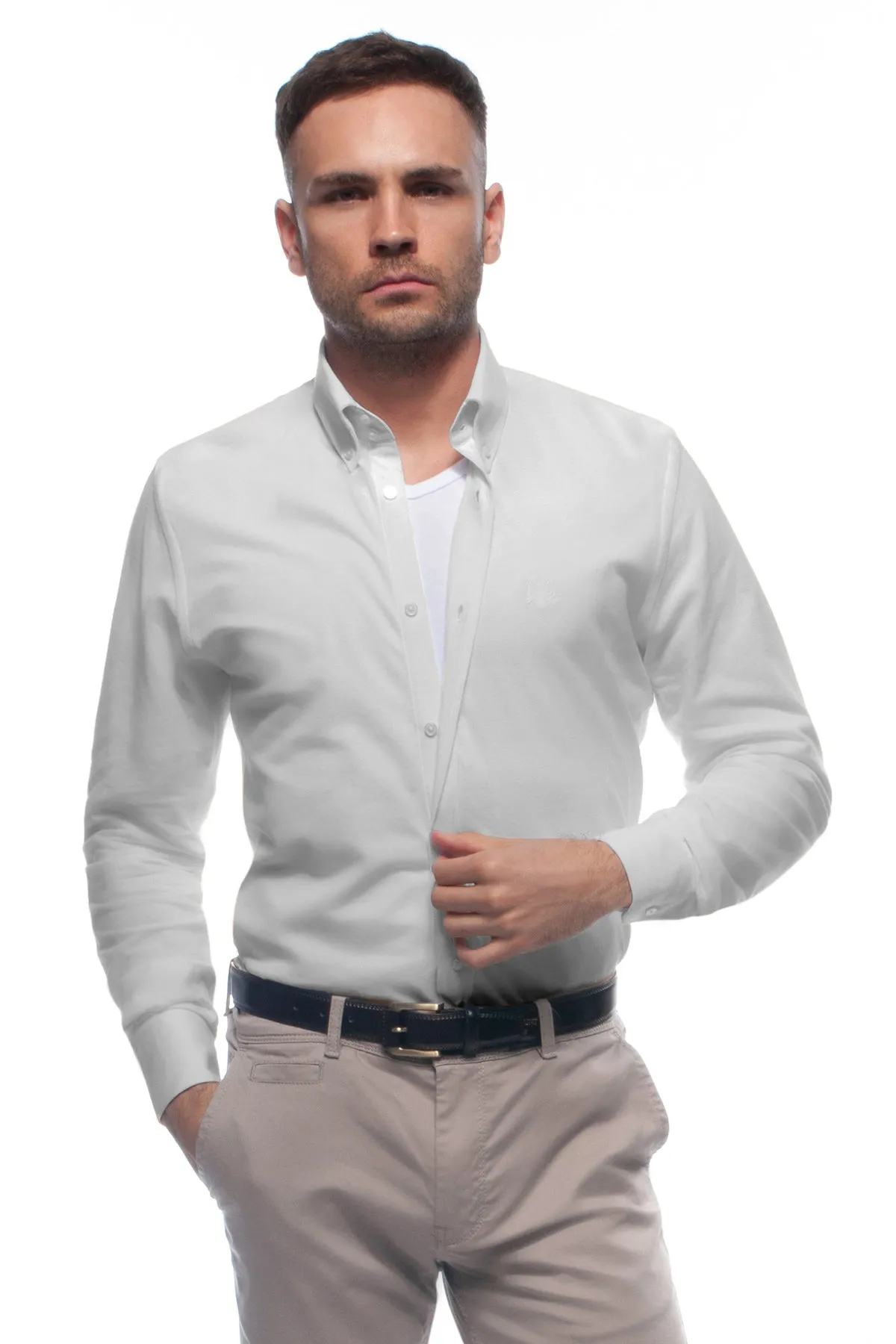 Grey Lightweight Cotton Piqué Shirt