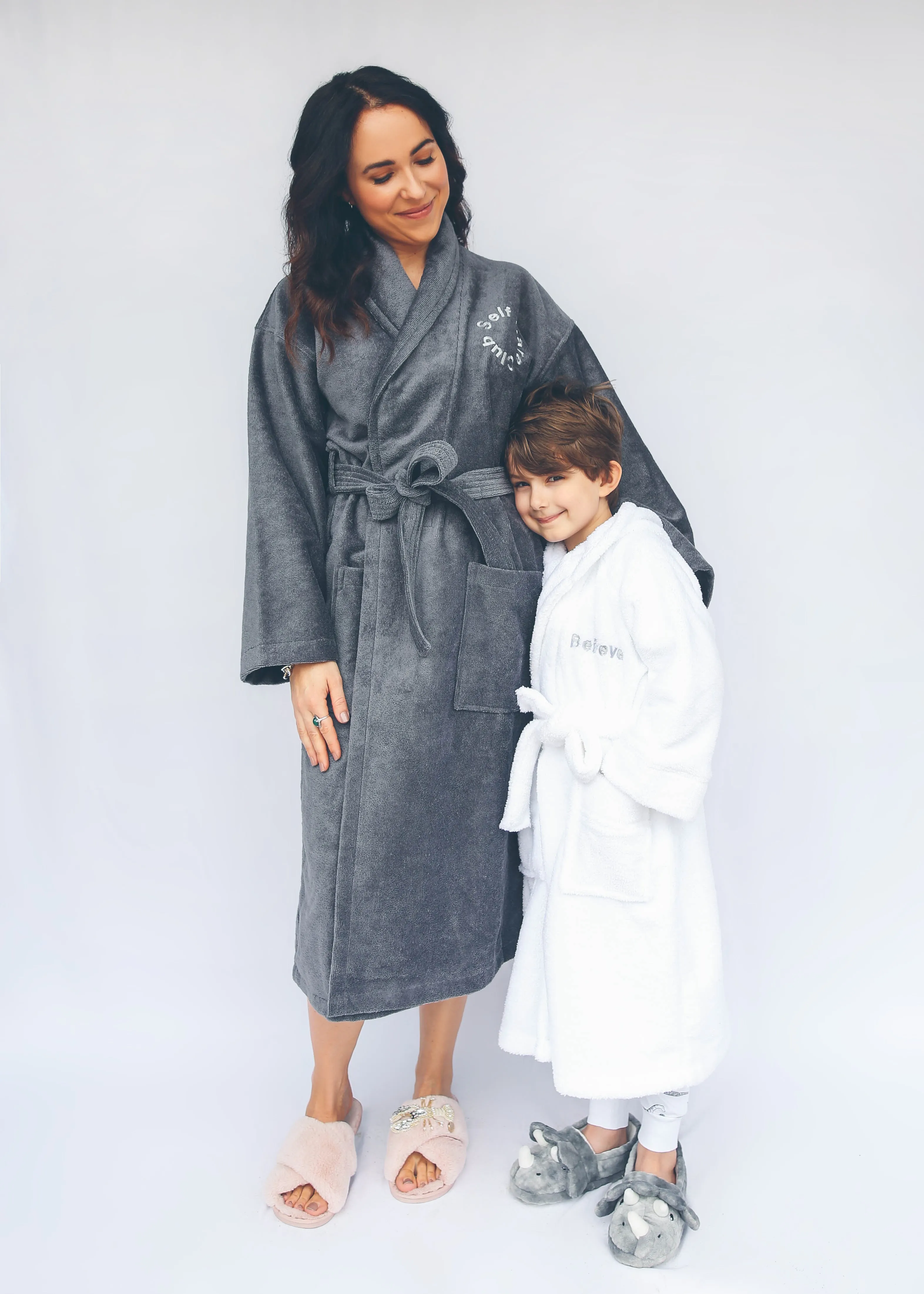 Grey Super Soft - SELF CARE CLUB Embroidered Luxury Bathrobe