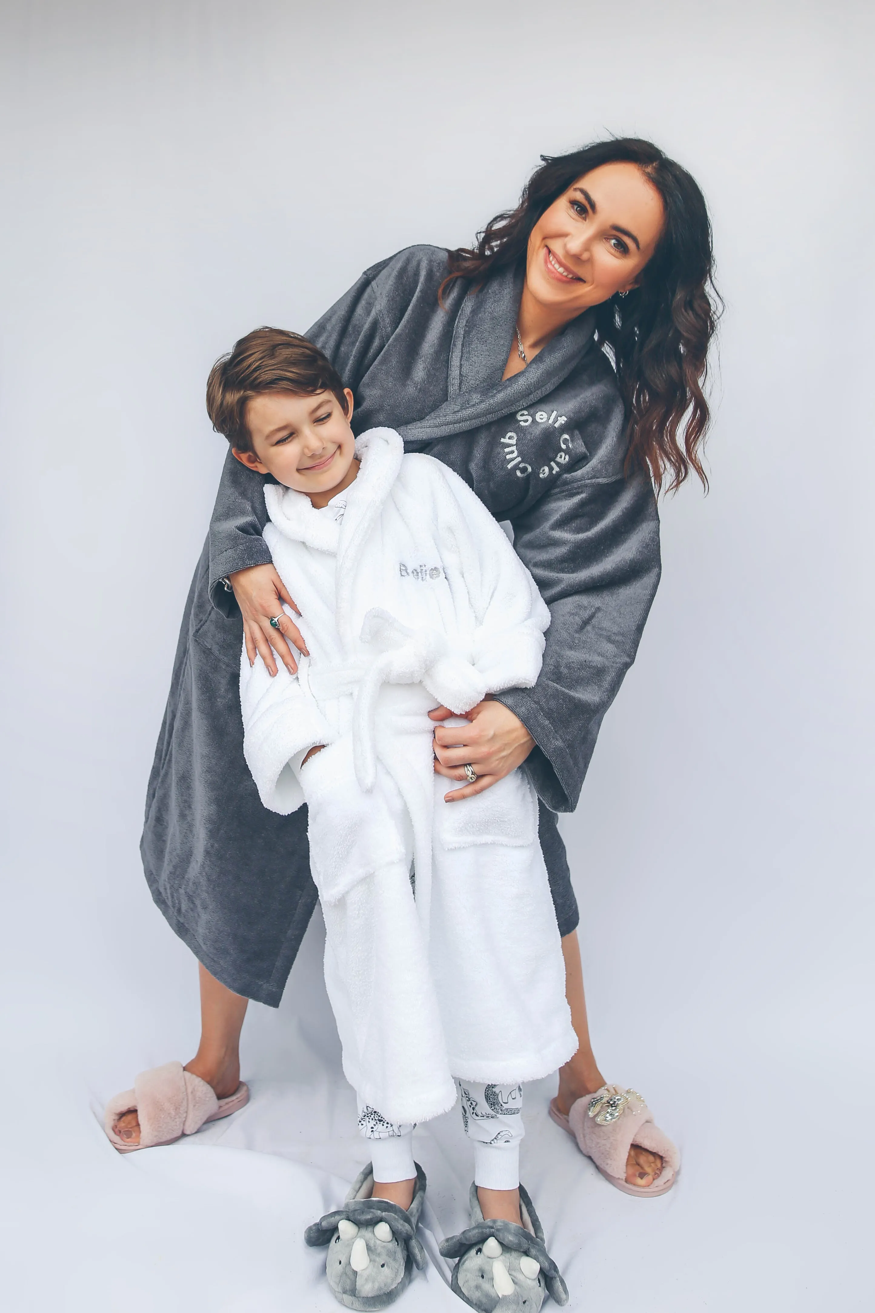 Grey Super Soft - SELF CARE CLUB Embroidered Luxury Bathrobe