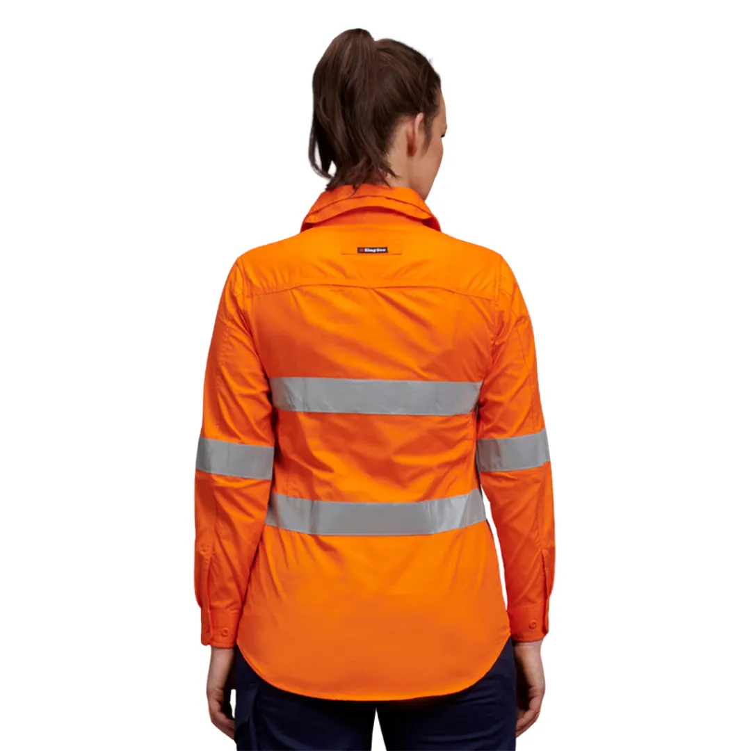 K44545 King Gee Women's Hi-Vis Taped Shirt