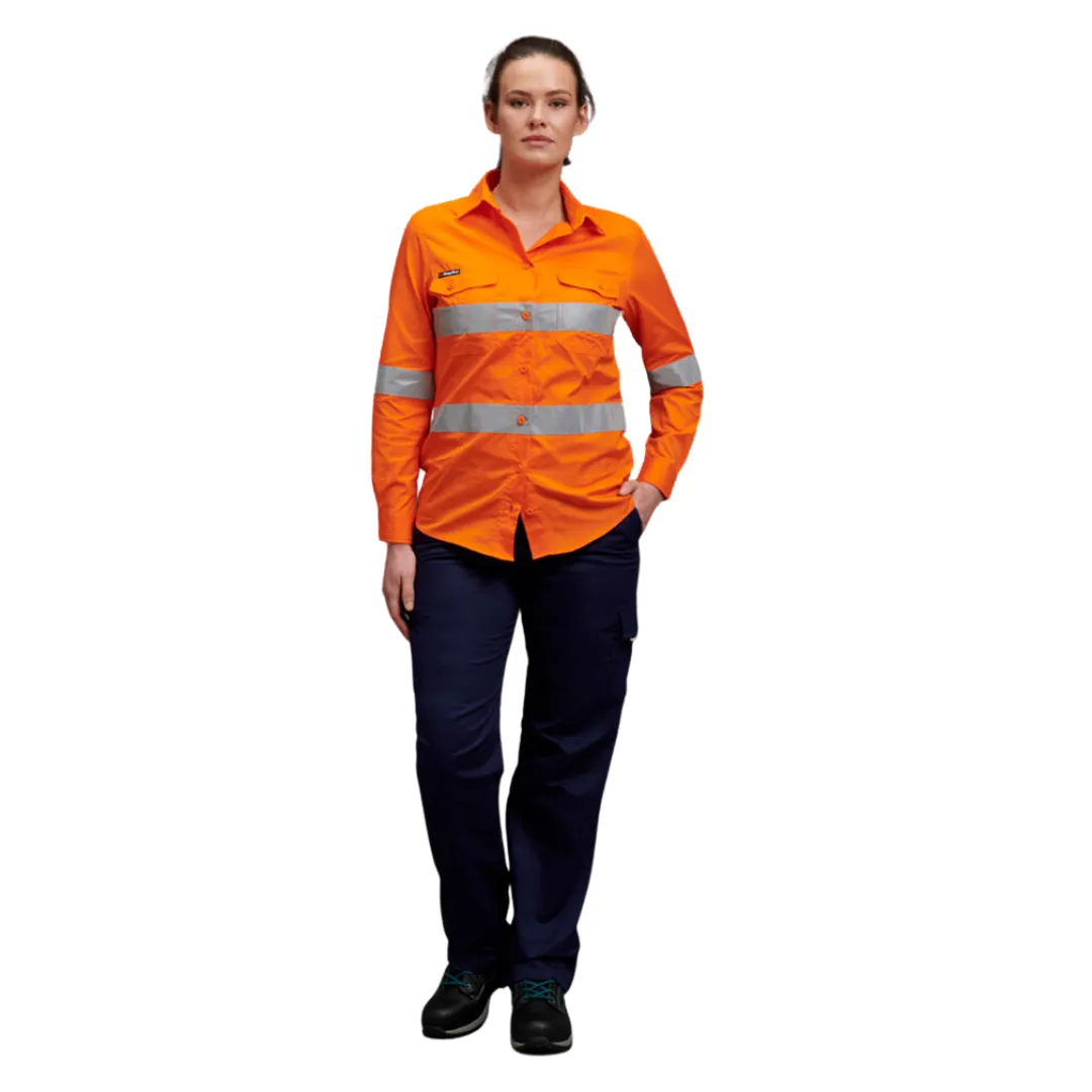 K44545 King Gee Women's Hi-Vis Taped Shirt